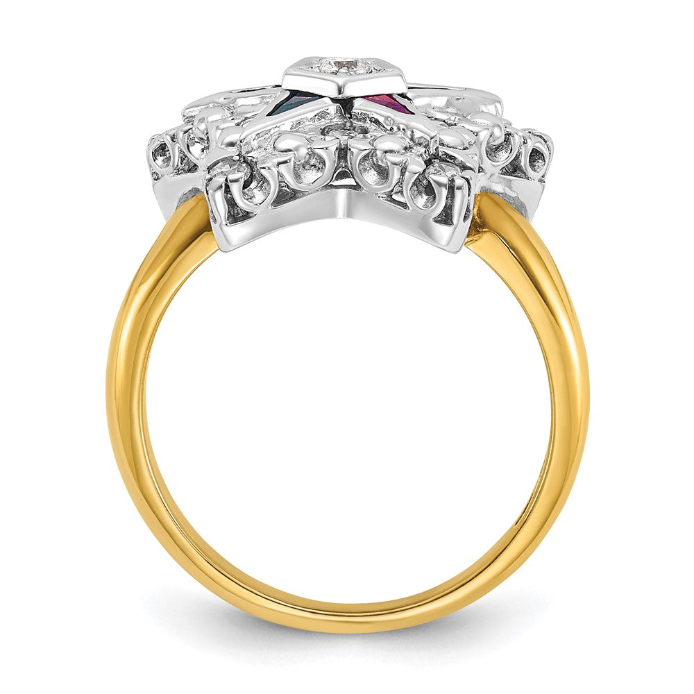 IBGoodman 14k Two-tone Women's Polished and Beaded Eastern Star Masonic Ring Mounting