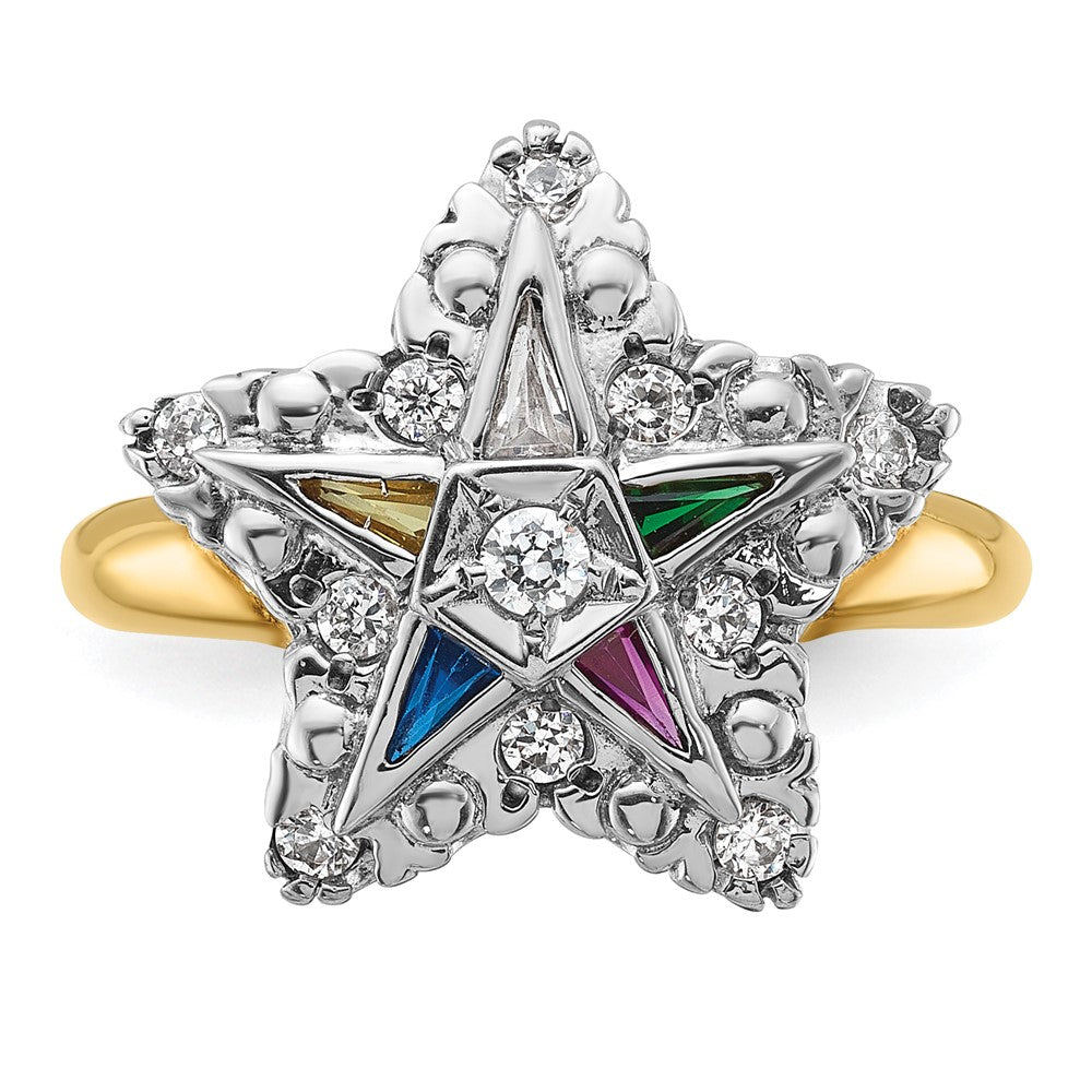 IBGoodman 14k Two-tone Women's Polished and Beaded Eastern Star Masonic Ring Mounting