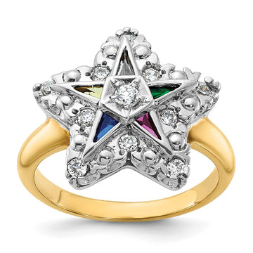 IBGoodman 14k Two-tone Women's Polished and Beaded Eastern Star Masonic Ring Mounting