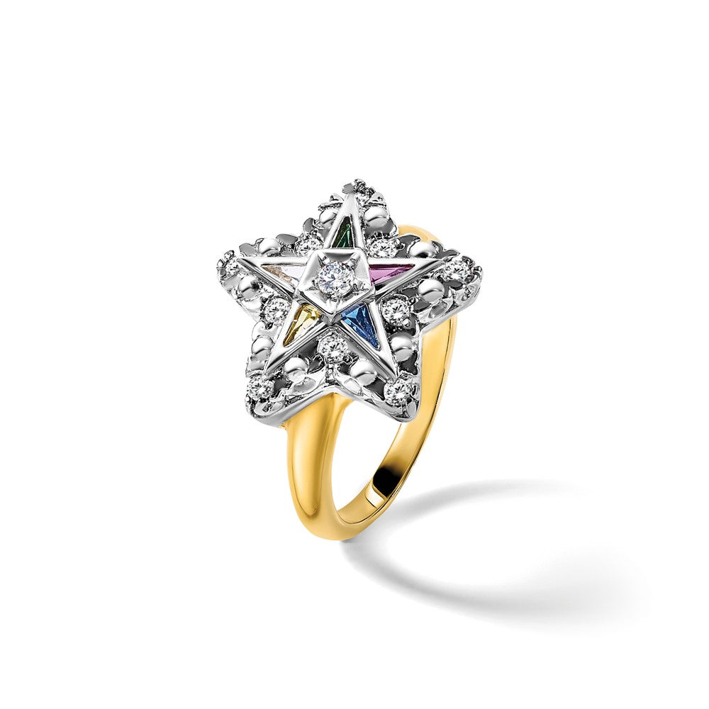 IBGoodman 14k Two-tone Women's Polished and Beaded Eastern Star Masonic Ring Mounting