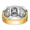 14k Two-tone Men's Polished and Textured with Black Enamel and Diamond Double Eagle Masonic Shriner's Ring