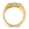 14k with White Rhodium Men's Polished and Textured Diamond Blue Lodge Master Masonic Ring