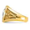 14k with White Rhodium Men's Polished and Textured Diamond Blue Lodge Master Masonic Ring