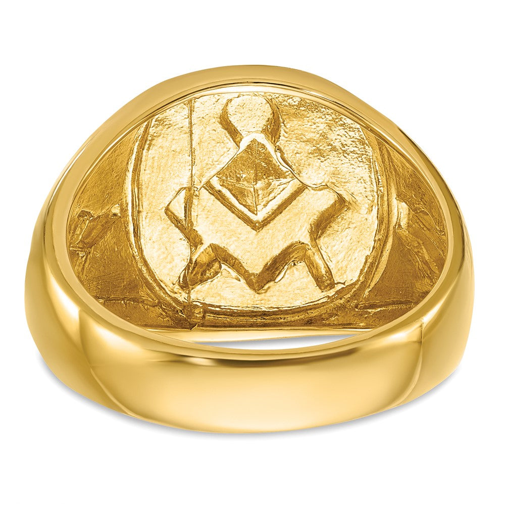 14k with White Rhodium Men's Polished and Textured Diamond Blue Lodge Master Masonic Ring