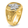 14k with White Rhodium Men's Polished and Textured Diamond Blue Lodge Master Masonic Ring