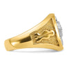14k with White Rhodium Men's Polished and Textured Diamond Blue Lodge Master Masonic Ring
