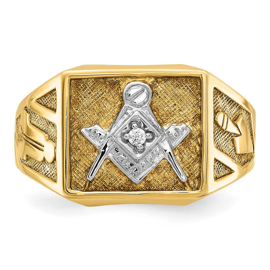 IBGoodman 14k Men's Polished and Textured Blue Lodge Master Masonic Ring Mounting
