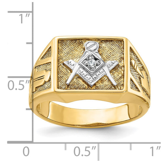 IBGoodman 14k Men's Polished and Textured Blue Lodge Master Masonic Ring Mounting