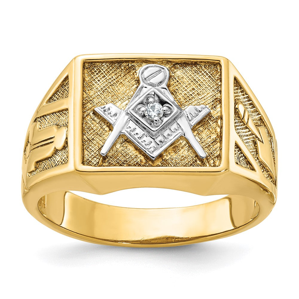 IBGoodman 14k Men's Polished and Textured Blue Lodge Master Masonic Ring Mounting