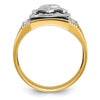 14k Two-tone Men's Polished and Textured with Blue and Black Enamel Diamond Blue Lodge Master Masonic Ring