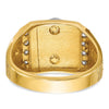 14k Two-tone Men's Polished and Textured with Blue and Black Enamel Diamond Blue Lodge Master Masonic Ring