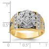 14k Two-tone Men's Polished and Textured with Blue and Black Enamel Diamond Blue Lodge Master Masonic Ring