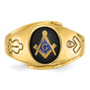 IBGoodman 14k Men's Polished and Grooved with Oval Onyx Blue Lodge Master Masonic Ring
