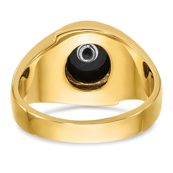 IBGoodman 14k Men's Polished and Grooved with Oval Onyx Blue Lodge Master Masonic Ring