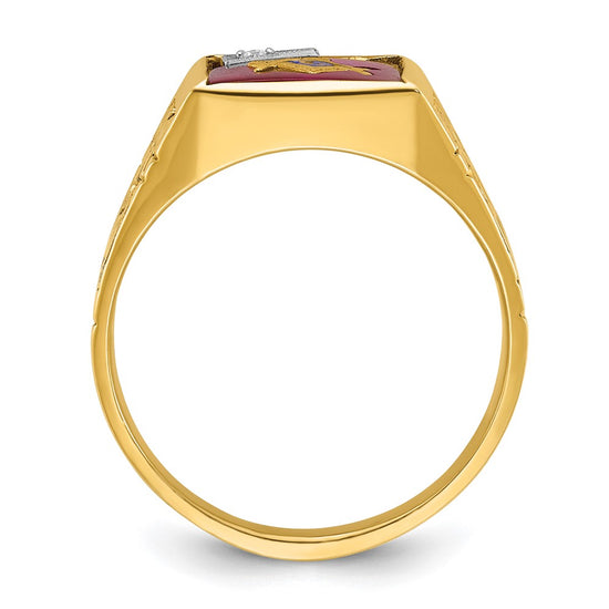 IBGoodman 14k Two-tone Men's Polished and Textured Blue Lodge Master Masonic Ring Mounting
