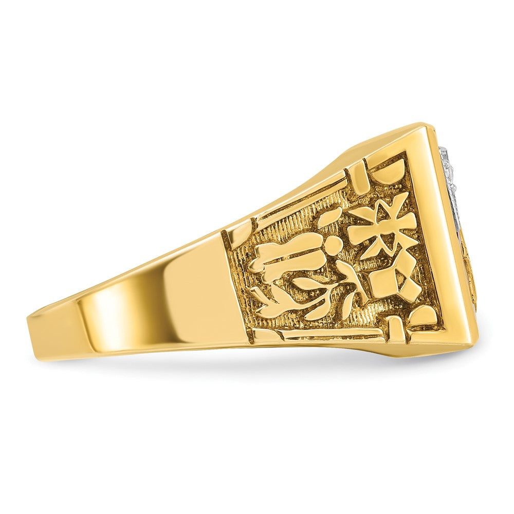 IBGoodman 14k Two-tone Men's Polished and Textured Blue Lodge Master Masonic Ring Mounting