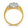 14k Two-tone with White Rhodium Men's Polished Satin and Grooved 1 Carat AA Quality Diamond Round Cluster Ring