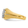 14k Two-tone with White Rhodium Men's Polished Satin and Grooved 1 Carat AA Quality Diamond Round Cluster Ring