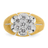 14k Two-tone with White Rhodium Men's Polished Satin and Grooved 1 Carat AA Quality Diamond Round Cluster Ring