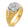 14k Two-tone with White Rhodium Men's Polished Satin and Grooved 1 Carat AA Quality Diamond Round Cluster Ring
