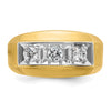 14k Two-tone Men's Polished and Satin 3-Stone 1/2 Carat AA Quality Diamond Ring