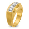 14k Two-tone Men's Polished and Satin 3-Stone 1/2 Carat AA Quality Diamond Ring