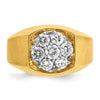 10k Two-tone Men's Polished and Satin Round 1 Carat A Quality Diamond Cluster Ring
