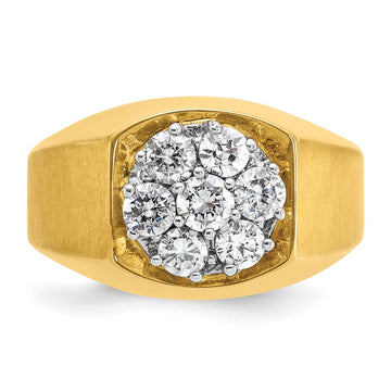 IBGoodman 14k Two-tone Men's Polished and Satin Round Cluster Ring Mounting