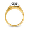 14k Two-tone Men's Polished and Satin 3/4 carat Diamond Complete Ring
