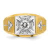 14k Two-tone Men's Polished and Satin 3/4 carat Diamond Complete Ring