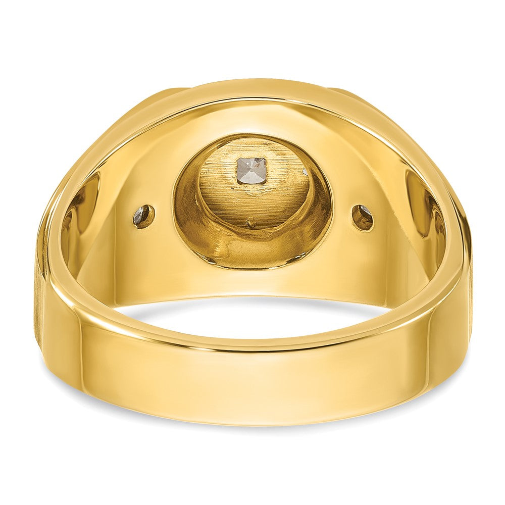 14k Two-tone Men's Polished and Satin 3/4 carat Diamond Complete Ring