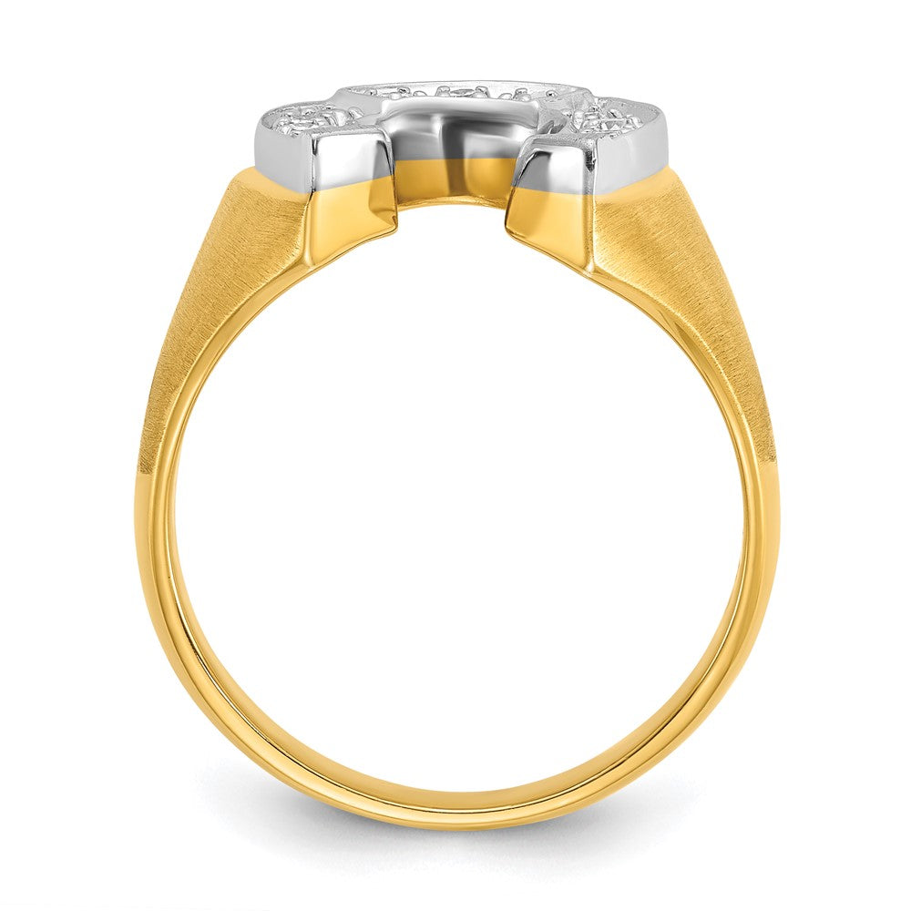 14k Two-tone IBGoodman Men's Satin Horseshoe Diamond Ring Mounting