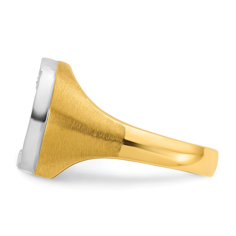 14k Two-tone IBGoodman Men's Satin Horseshoe 1/5 carat Diamond Complete Ring