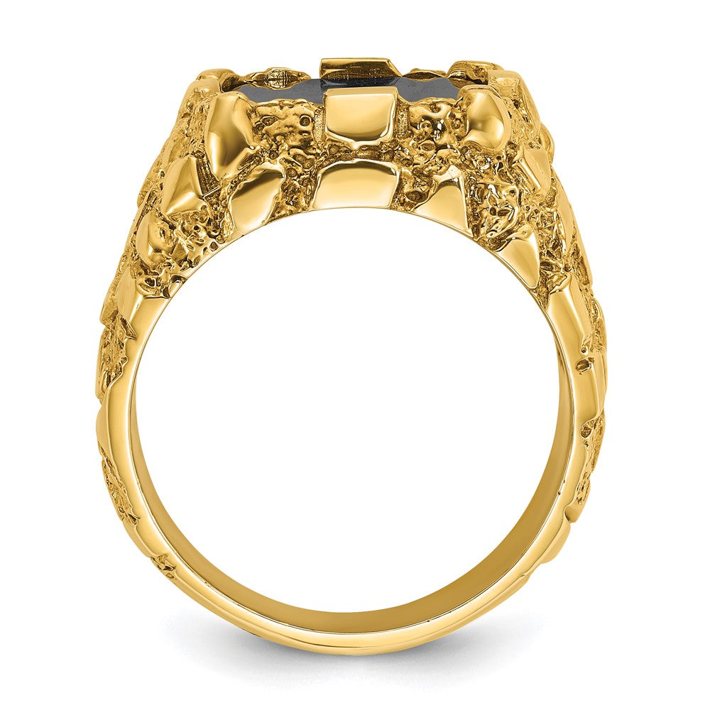 14k IBGoodman Men's Onyx Nugget Complete Ring
