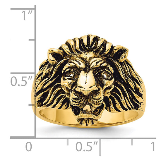14k IBGoodman Men's Diamond and Ruby Antiqued Lion Ring Mounting