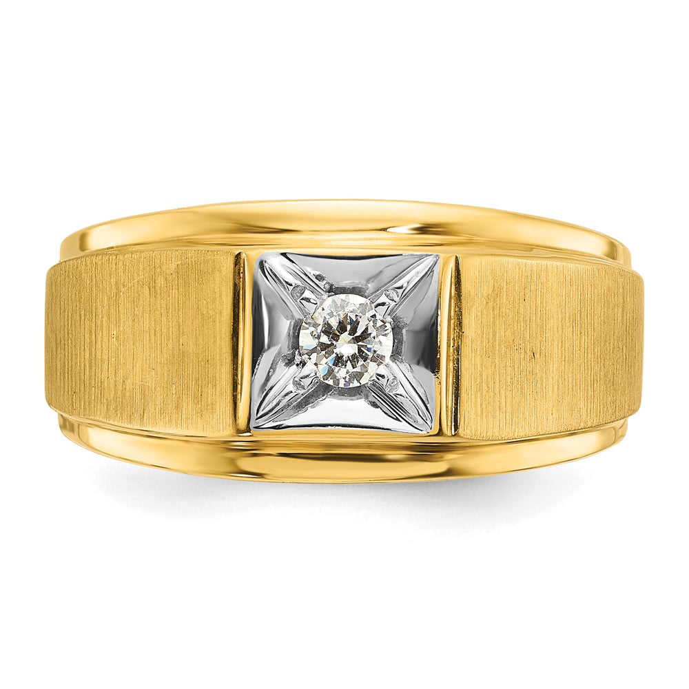 14k Two-tone IBGoodman Men's Polished and Satin Diamond Ring Mounting