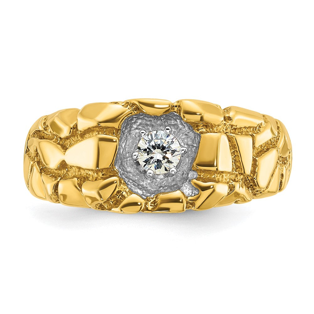 14k Men's 1/6 carat Diamond Nugget Complete Ring