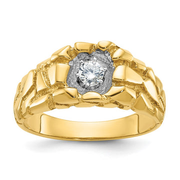 14k Men's 1/6 carat Diamond Nugget Complete Ring