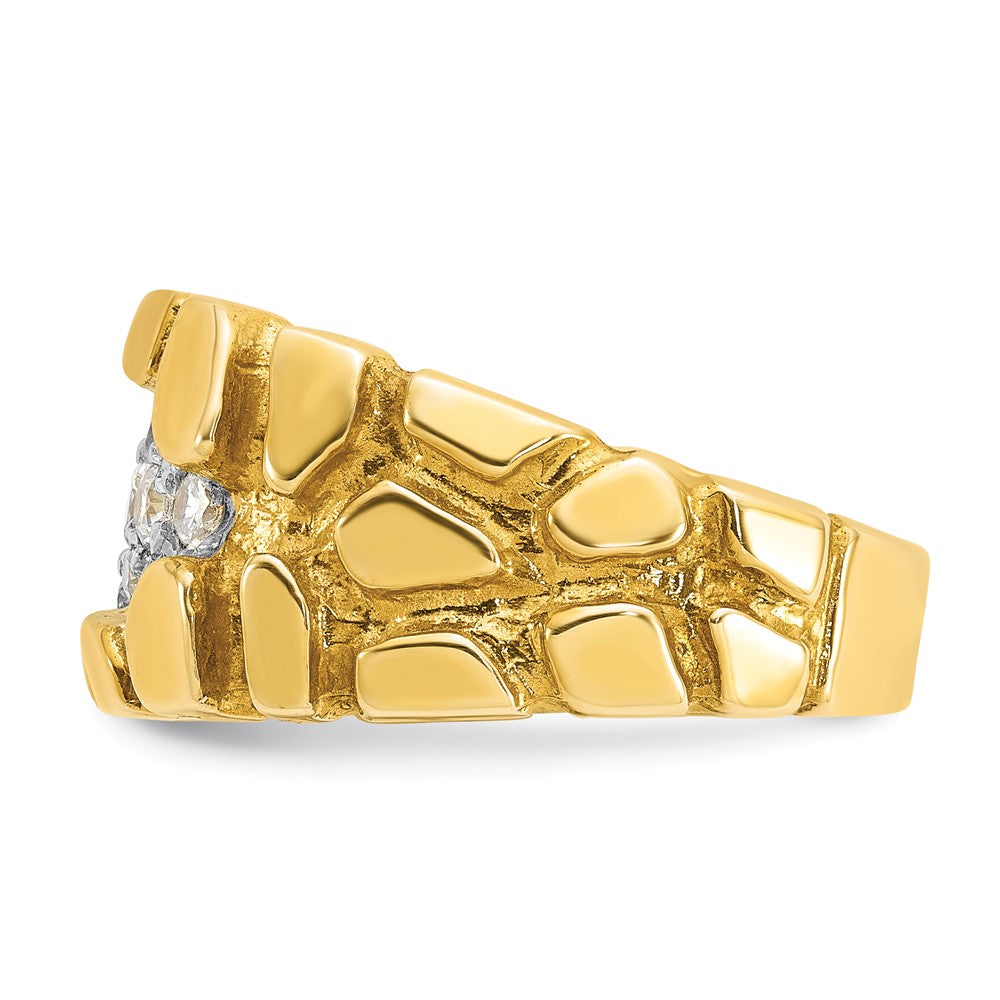 14k Men's Cluster 1/2 carat Diamond Nugget Complete Ring