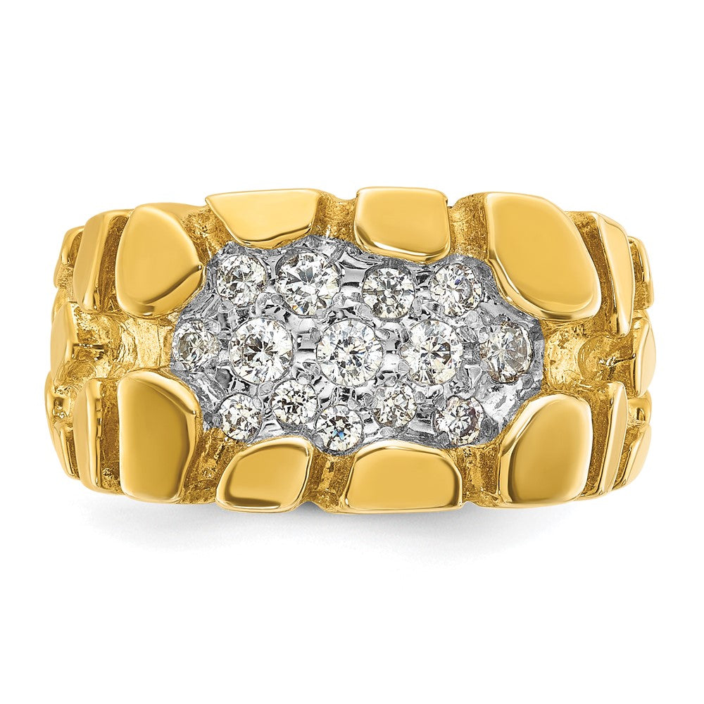 14k Men's Cluster 1/2 carat Diamond Nugget Complete Ring