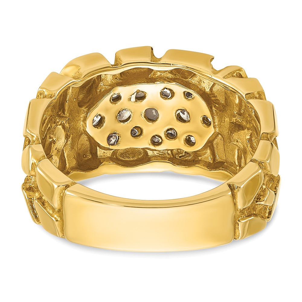 14k Men's Cluster 1/2 carat Diamond Nugget Complete Ring