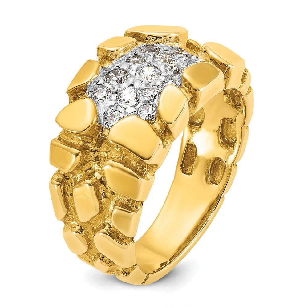 14k Men's Cluster 1/2 carat Diamond Nugget Complete Ring