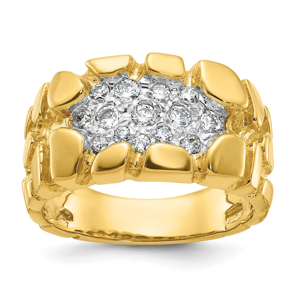 14k Men's Cluster 1/2 carat Diamond Nugget Complete Ring