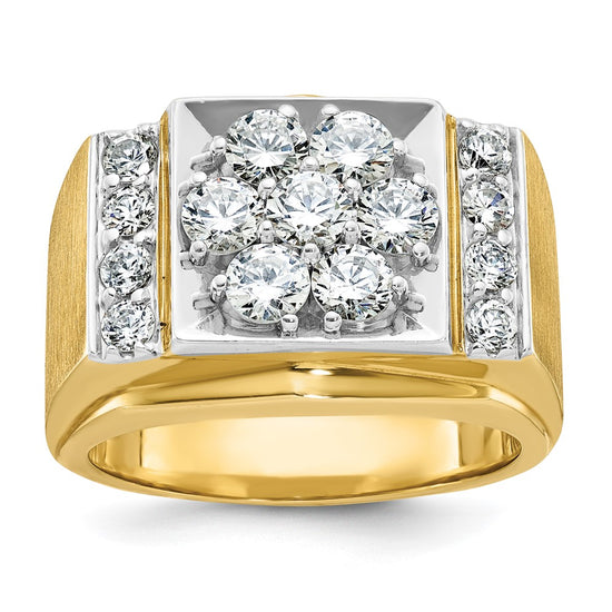 IBGoodman 14k Two-tone Men's Polished and Satin 2 Carat AA Quality Diamond Cluster Ring