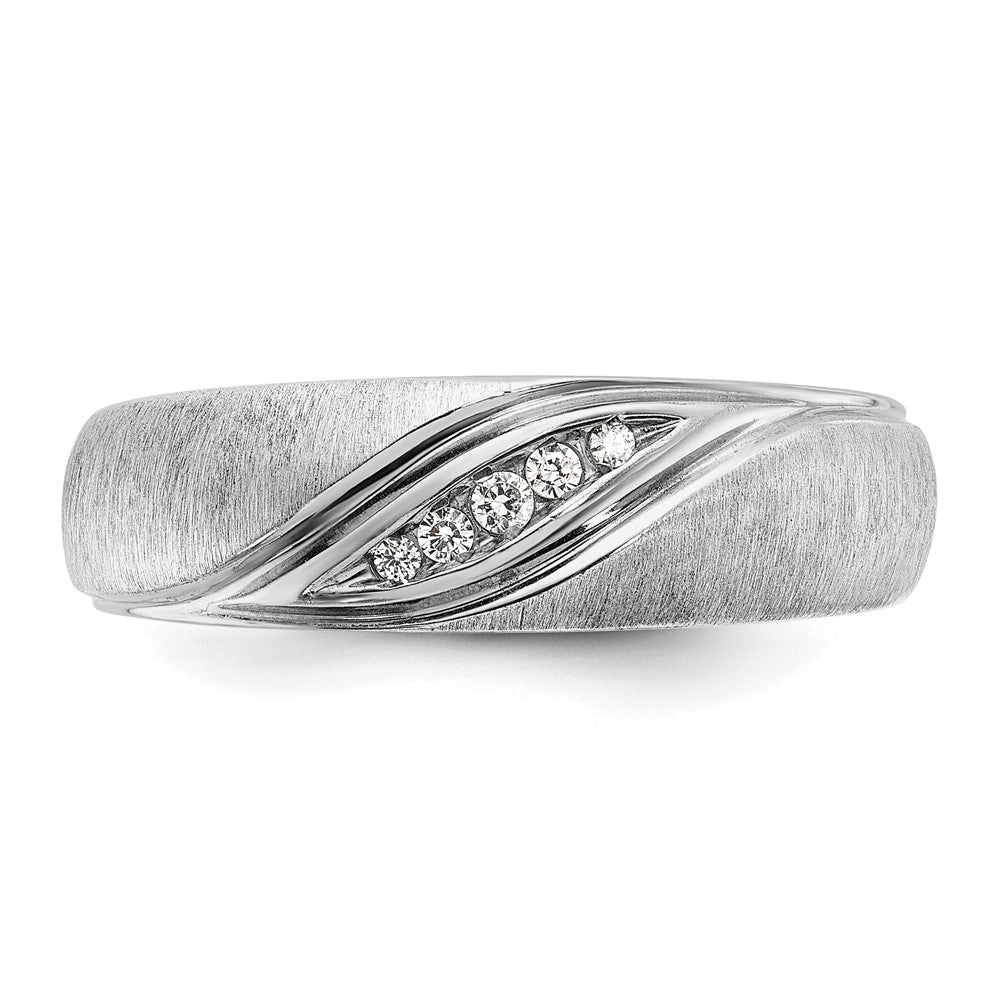 14k White Gold Men's Polished and Satin 1/15 Carat AA Quality Diamond Ring