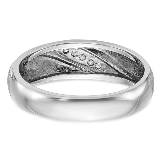 14k White Gold Men's Polished and Satin 1/15 Carat AA Quality Diamond Ring