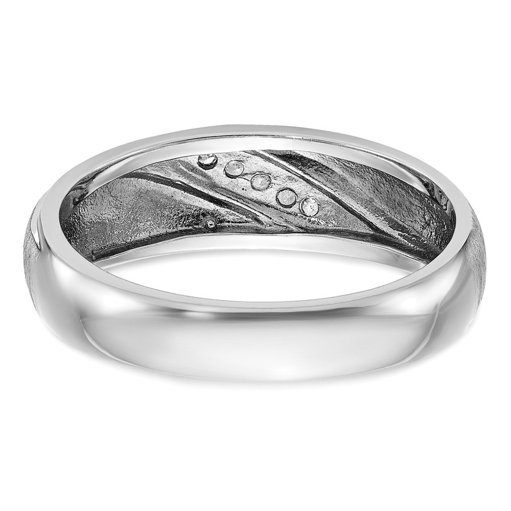 14k White Gold Men's Polished and Satin 1/15 Carat AA Quality Diamond Ring