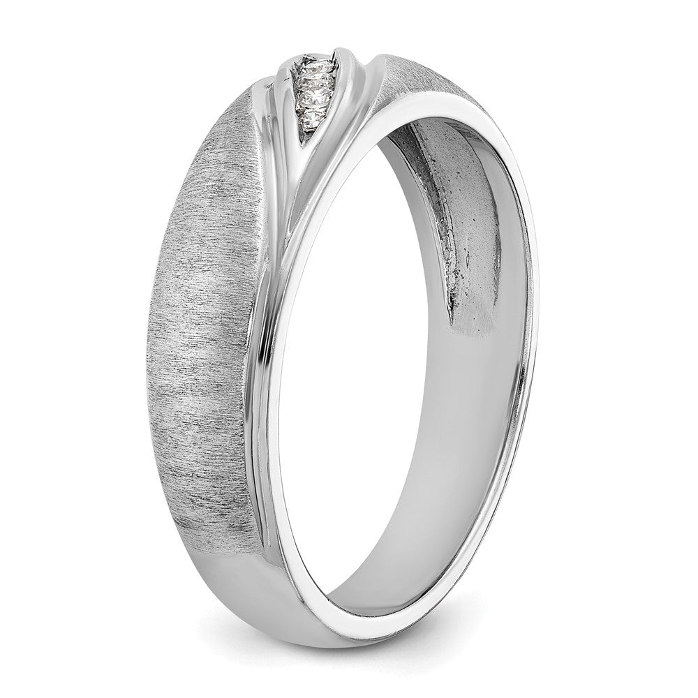 14k White Gold Men's Polished and Satin 1/15 Carat AA Quality Diamond Ring