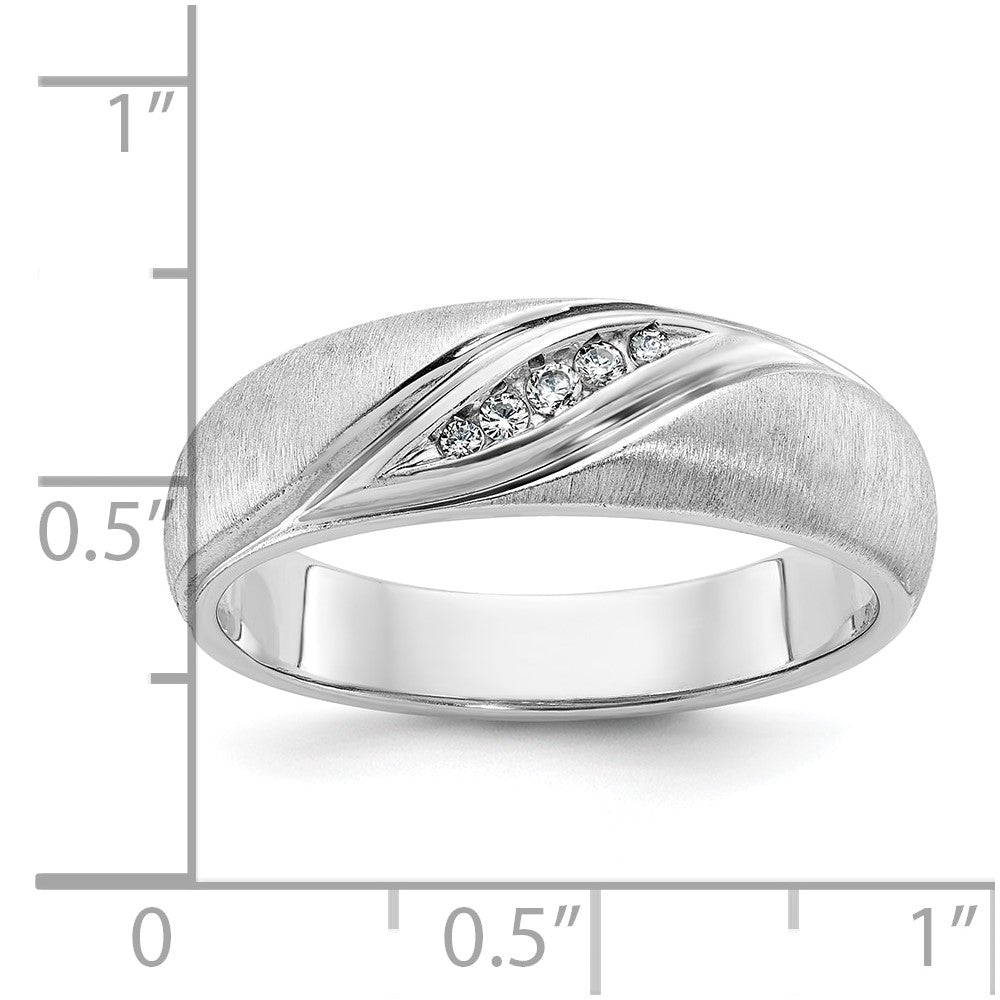 14k White Gold Men's Polished and Satin 1/15 Carat AA Quality Diamond Ring