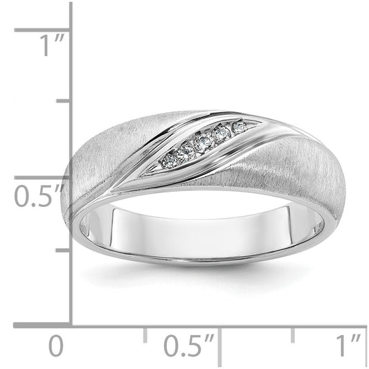 14k White Gold Men's Polished and Satin 1/15 Carat AA Quality Diamond Ring